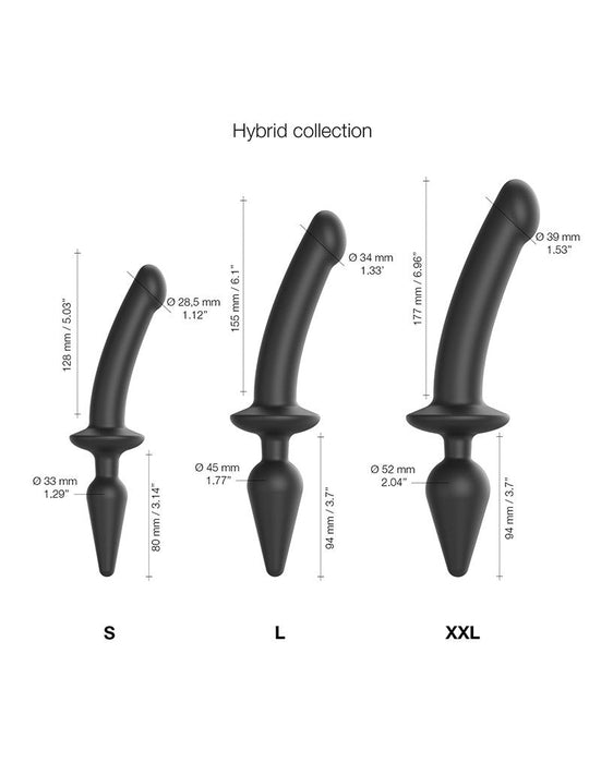 Strap-On-Me - Semi-Realistische Switch Plug-In 2-in-1 Dildo & Buttplug - Zwart-Erotiekvoordeel.nl