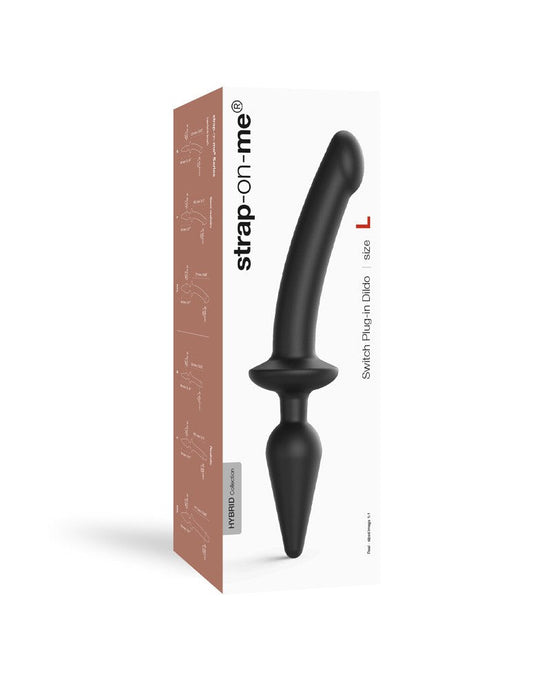 Strap-On-Me - Semi-Realistische Switch Plug-In 2-in-1 Dildo & Buttplug - Zwart-Erotiekvoordeel.nl