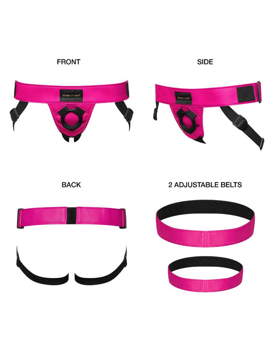 Strap-On-Me - Strap-on Harnas PVC Leatherette Curious - Metallic Roze-Erotiekvoordeel.nl