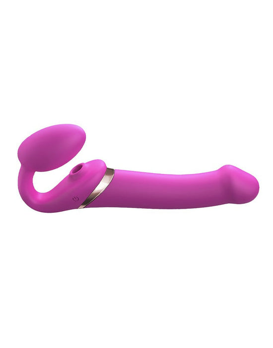 Strap-On-Me - Vibrerende Strapless Strap-on Voorbinddildo Met Luchtdruk Stimulatie - Roze-Erotiekvoordeel.nl