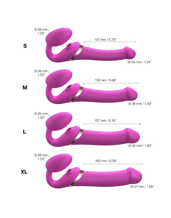 Strap-On-Me - Vibrerende Strapless Strap-on Voorbinddildo Met Luchtdruk Stimulatie - Roze-Erotiekvoordeel.nl