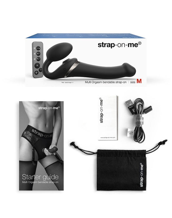 Strap-On-Me - Vibrerende Strapless Strap-on Voorbinddildo Met Luchtdruk Stimulatie - Zwart-Erotiekvoordeel.nl