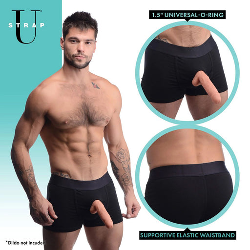 Strap U - Strap On Harnas - Armor Mens Boxer Harness met O-Ring - zwart-Erotiekvoordeel.nl