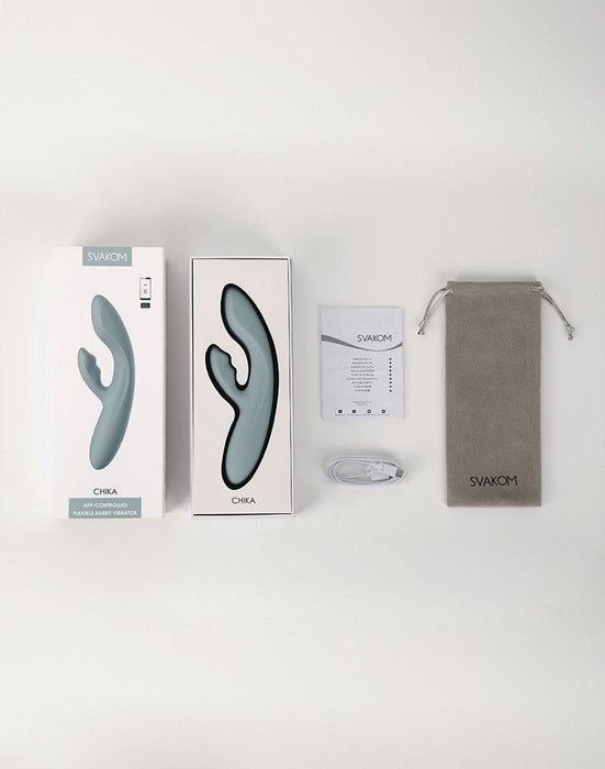 Svakom - Chika - Verwarmende Rabbit Vibrator - Tarzan Vibrator - Met App Control - Lichtgrijs-Erotiekvoordeel.nl