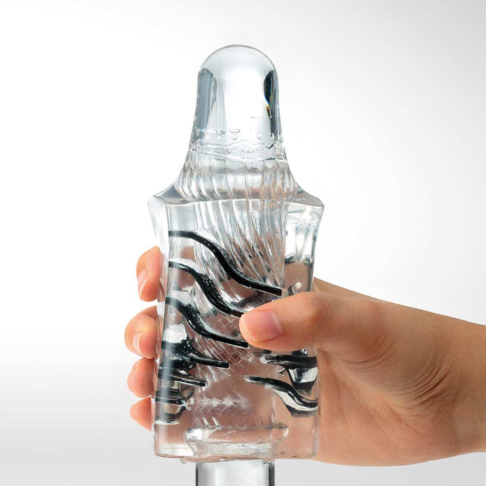 Tenga - Crystal Block Masturbator - Transparant/Zwart-Erotiekvoordeel.nl