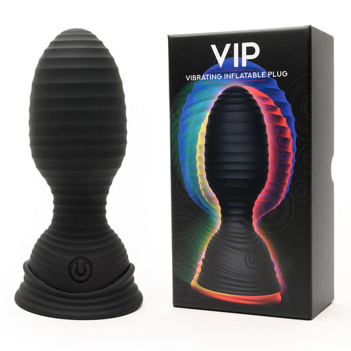 The VIP - Vibrerende Opblaasbare Buttplug - Zwart-Erotiekvoordeel.nl