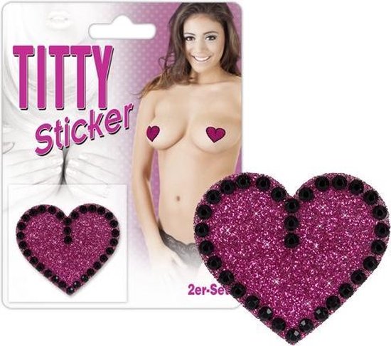 Titty Sticker - Tepelplakkers - Erotische Tepel Stikker - Roze Glitter - Hart-Erotiekvoordeel.nl