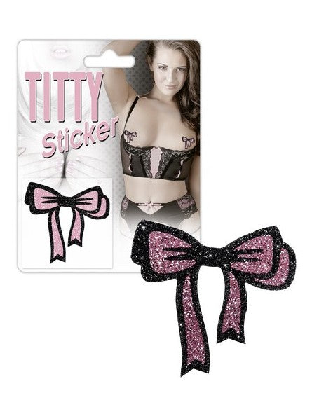 Titty Sticker - Tepelplakkers - Tepel Stikker - Roze Glitter - Strikje-Erotiekvoordeel.nl