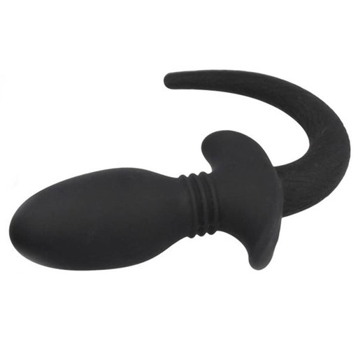 Titus - Siliconen Vibrerende en Kwispelende Puppy Tail Buttplug - Zwart-Erotiekvoordeel.nl