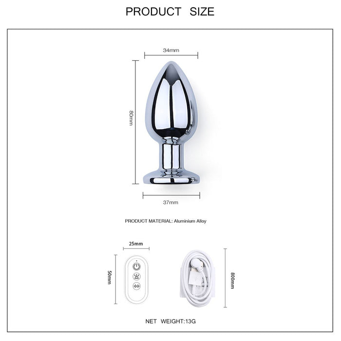 Vibrerende Buttplug met LED lampjes in 3 kleuren - Aluminium-Erotiekvoordeel.nl