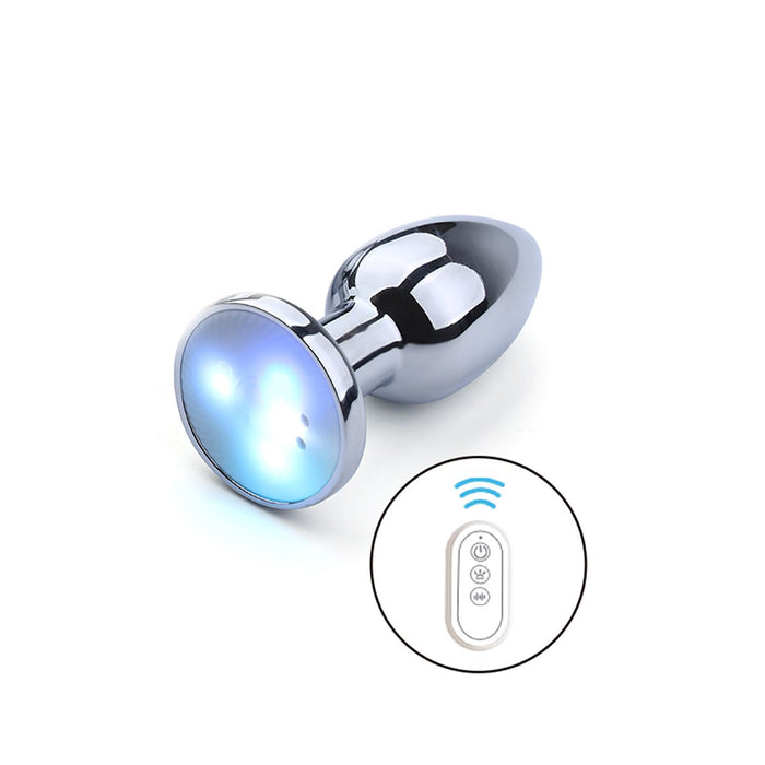 Vibrerende Buttplug met LED lampjes in 3 kleuren - Aluminium-Erotiekvoordeel.nl