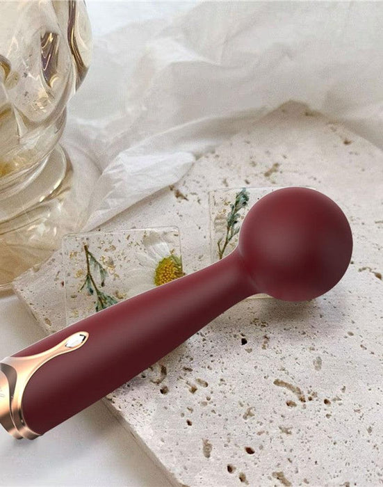 Viotec - Firelick - Mini Vibrator - Wand Vibrator - Goud en Wijnrood - Luxueus Zacht Siliconen-Erotiekvoordeel.nl