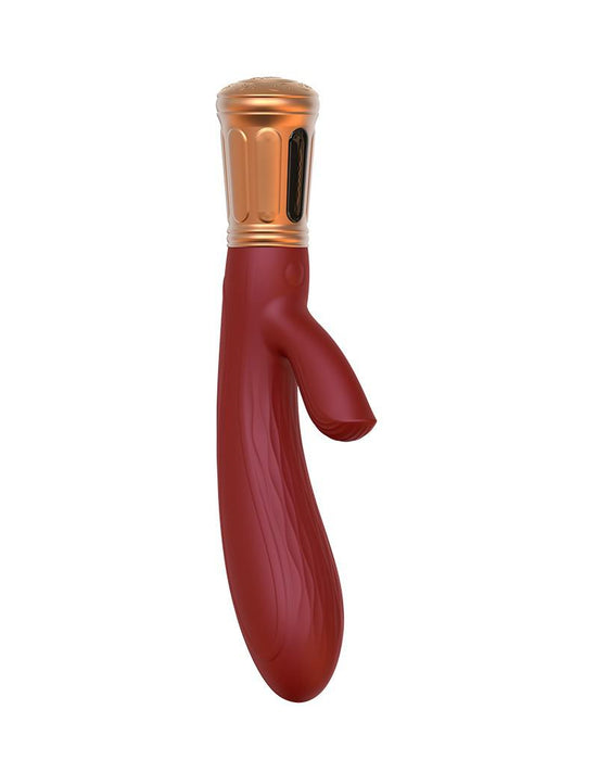 Viotec - Mina - Tarzan Vibrator - Rabbit Vibrator - Dubbele Stimuatie - Goud en Wijnrood - Luxueus Zacht Siliconen-Erotiekvoordeel.nl