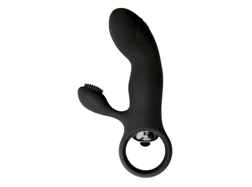 Virgite - Mini Vibrator Met Clitoris Borsteltje - Zwart-Erotiekvoordeel.nl