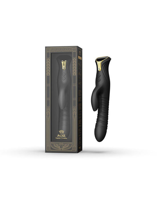 Zalo - Mose - Stotende Tarzan Vibrator - Thrusting Rabbit Vibrator - Zwart-Erotiekvoordeel.nl