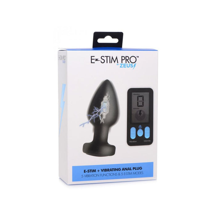 Zeus - E-Stim Pro Siliconen Electrosex Vibrerende Buttplug Met Afstandsbediening-Erotiekvoordeel.nl