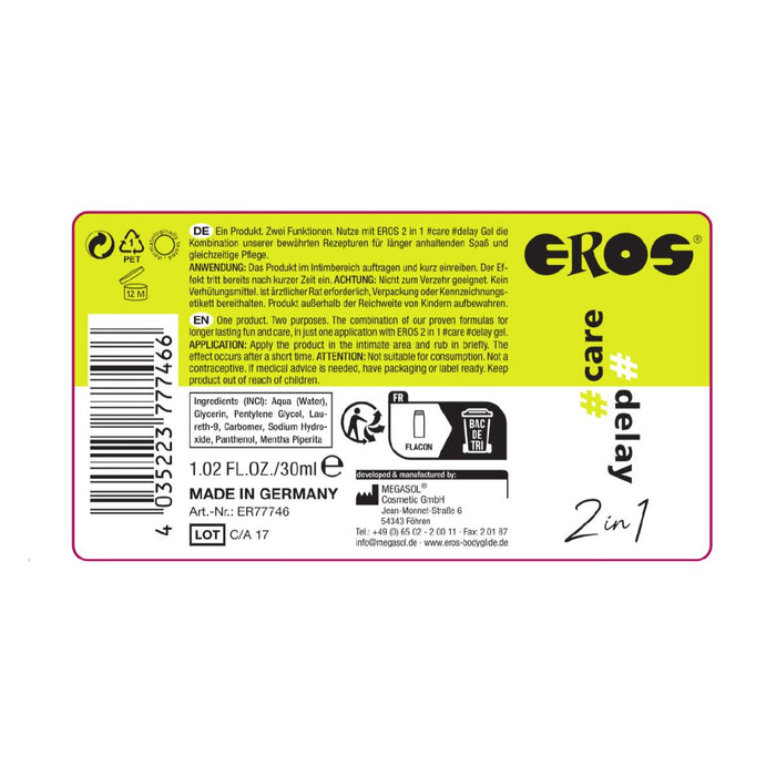 Eros - 2-in-1 #care #delay Gel-Erotiekvoordeel.nl