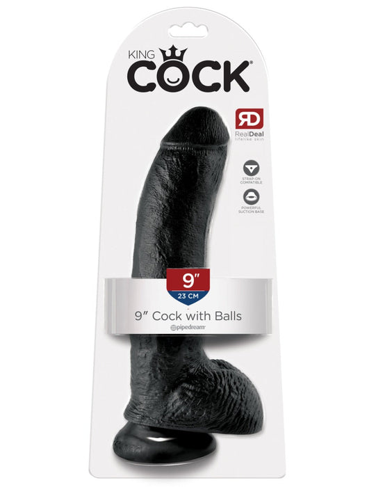 Pipedream - King Cock - Dildo met Balzak - 23 cm - Zwart-Erotiekvoordeel.nl