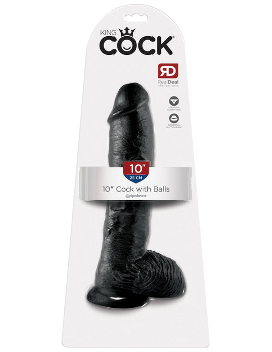 Pipedream - King Cock - Dildo met Balzak - 25,5 cm - Zwart-Erotiekvoordeel.nl