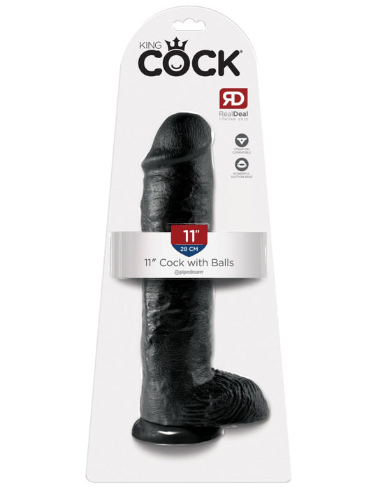 Pipedream - King Cock - Dildo met Balzak - 28 cm - Zwart-Erotiekvoordeel.nl