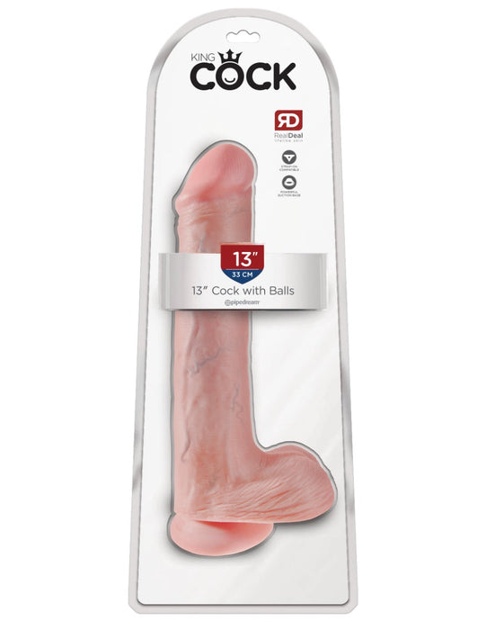 Pipedream - King Cock - Dildo met Balzak - 33 cm - Lichte Huidskleur-Erotiekvoordeel.nl