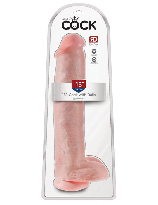 Pipedream - King Cock - Dildo met Balzak - 38 cm - Lichte Huidskleur-Erotiekvoordeel.nl