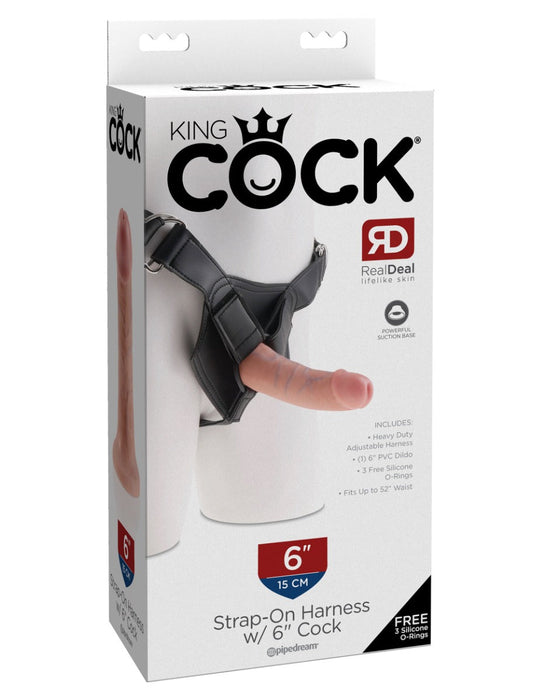 Pipedream - King Cock - Strap on Harness met Dildo - 15 cm - Lichte Huidskleur-Erotiekvoordeel.nl