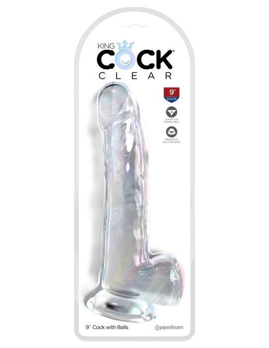 Pipedream - King Cock - Dildo met Balzak - 23 cm - Transparant-Erotiekvoordeel.nl