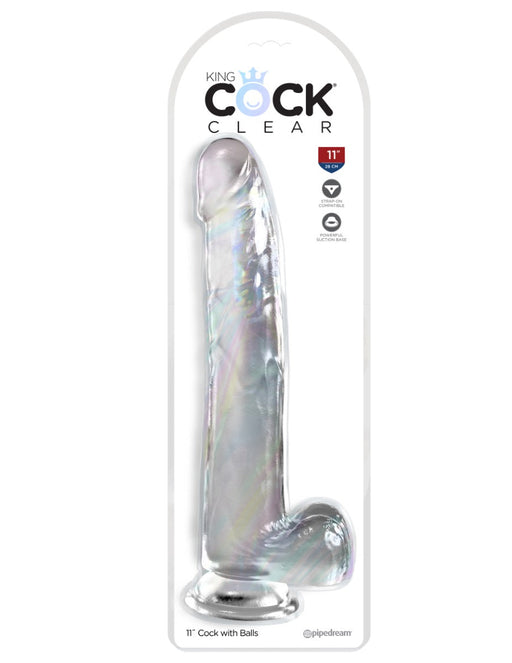 Pipedream - King Cock - Dildo met Balzak - 28 cm - Transparant-Erotiekvoordeel.nl