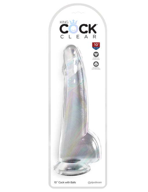 Pipedream - King Cock - Dildo met Balzak - 25,5 cm - Transparant-Erotiekvoordeel.nl