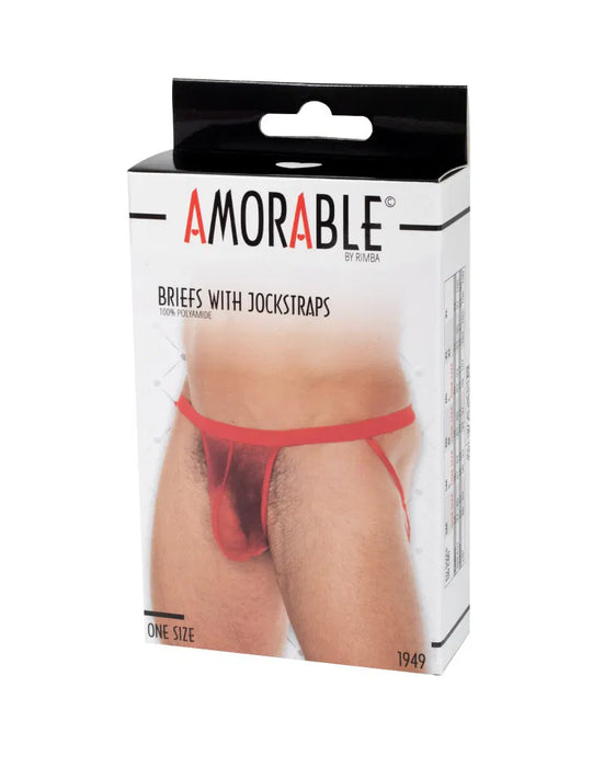 Amorable - Sheer Jockstrap Men's Briefs - Red