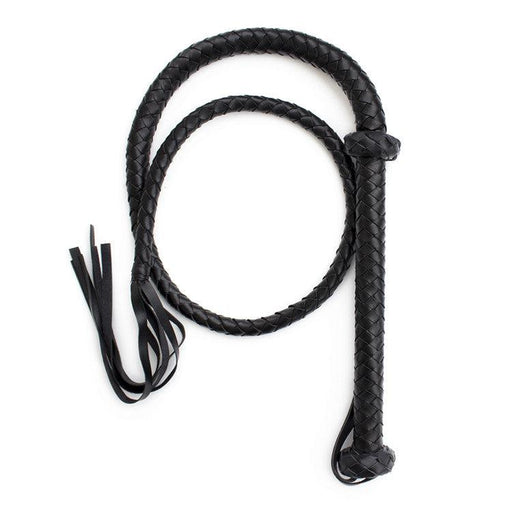 Kiotos Leather - Gevlochten Single tail Zweep - Bullwhip - PU Leer - 150 cm - Zwart-Erotiekvoordeel.nl