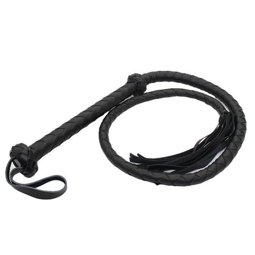 Kiotos Leather - Gevlochten Single tail Zweep - Bullwhip - PU Leer - 150 cm - Zwart-Erotiekvoordeel.nl